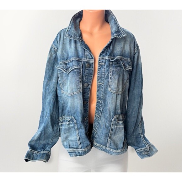 Silver Jeans RIANNA Indigo Blue Denim Jean Jacket Plus Size 3X - Picture 1 of 6